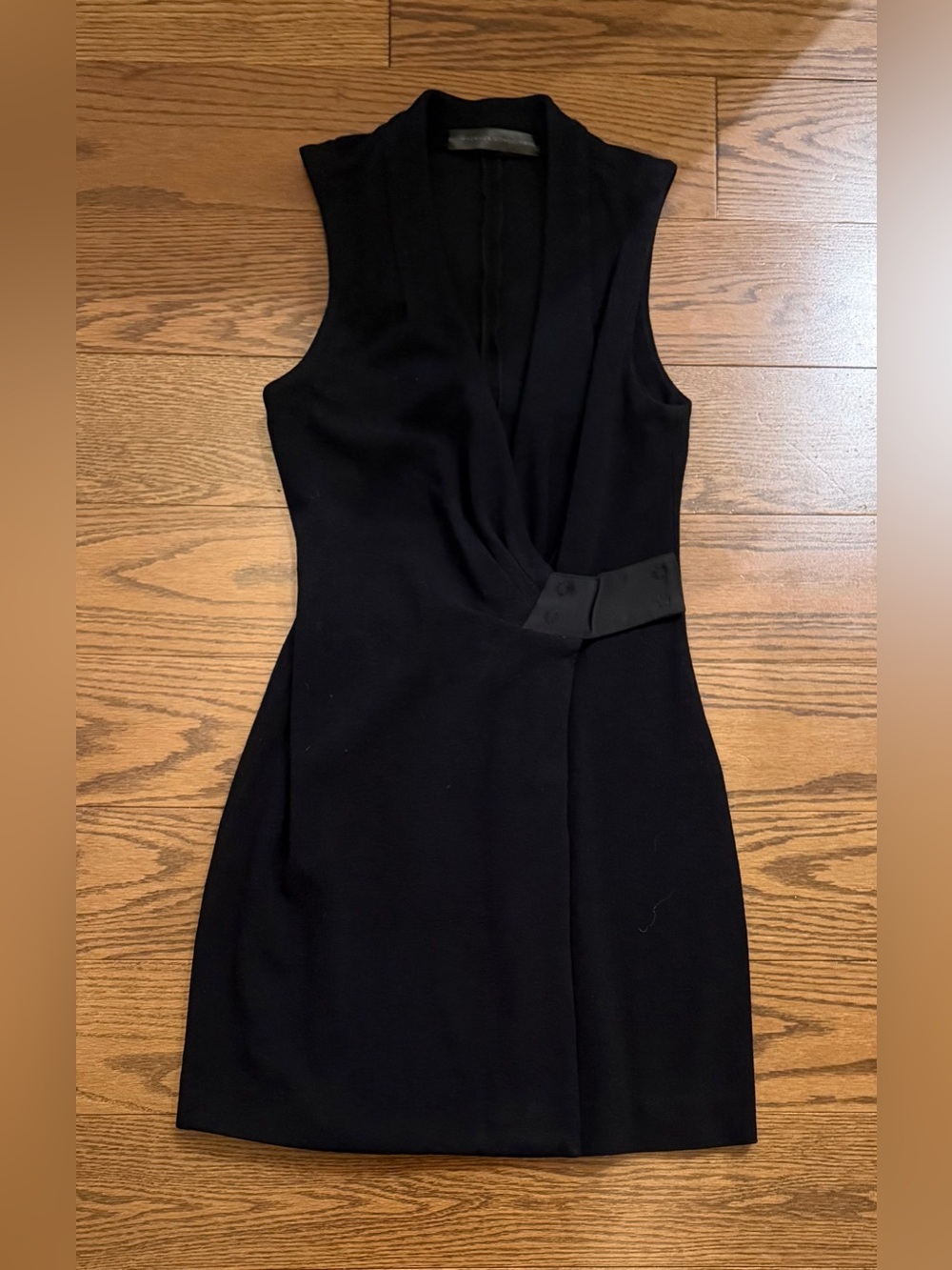 Proenza Schouler Black Sleeveless Wrap Mini Dress
